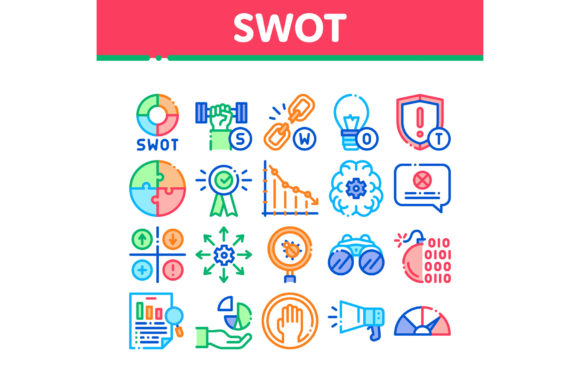 Enhancing Strategic Planning with Swot Analysis Strategy Collection Icons Set Vector