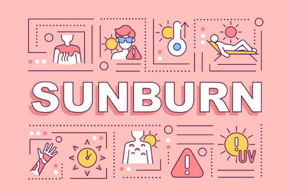 Sunburn Word Concepts Banner: A Unique Visual Tool for Health Awareness and Design Communication